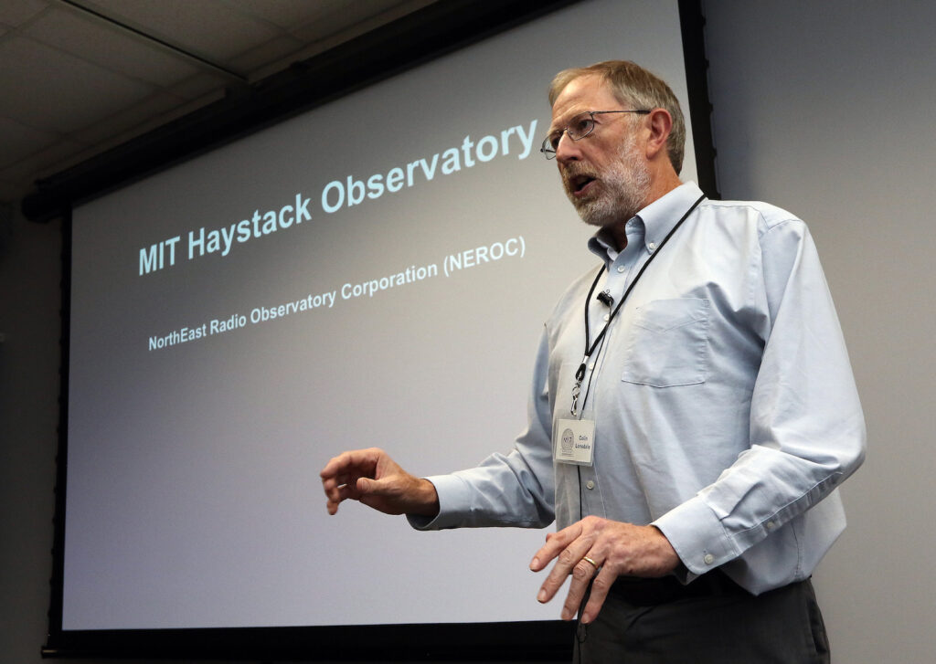 Director Colin Lonsdale speaking at a Haystack Open House