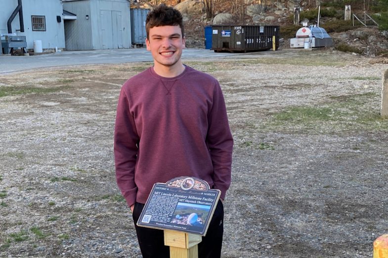 Boy Scout Carter Purple installs historical marker