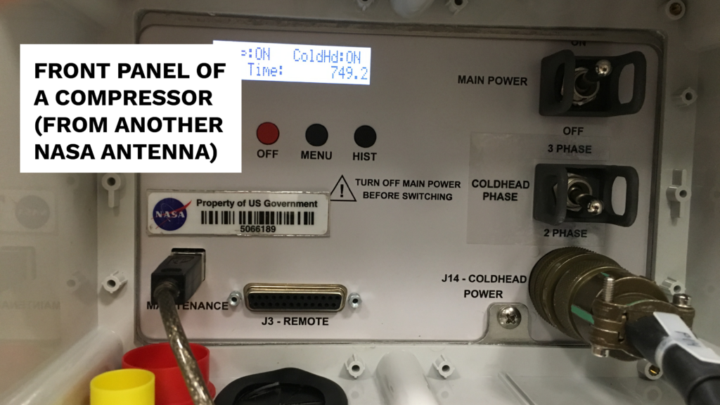 front panel of a radio telescope compressor (from another NASA antenna)