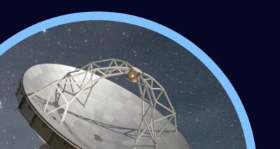 radio telescope aimed at sky