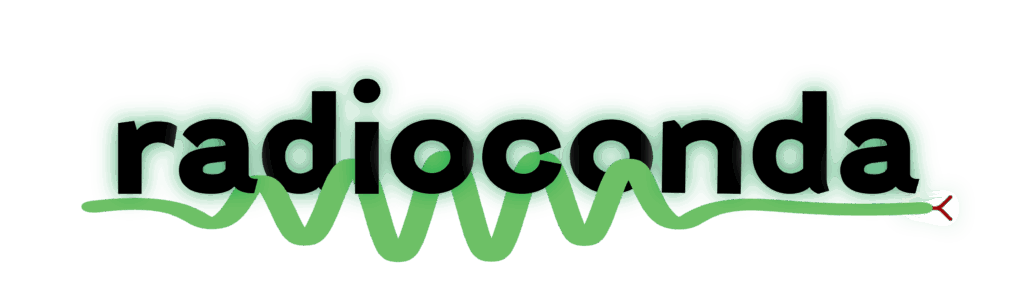 radioconda logo, with a green snake weaving through the word radioconda 